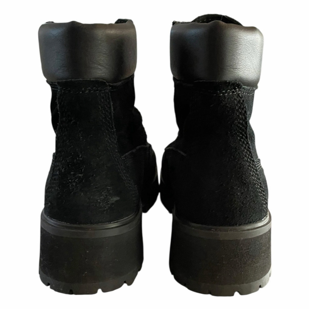 Timberland Womens Size 6.5 Carnaby Cool Lace Up Boots Block Heel Black Suede - Picture 5 of 15